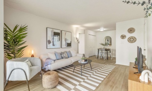 a living room with a couch and a chair
