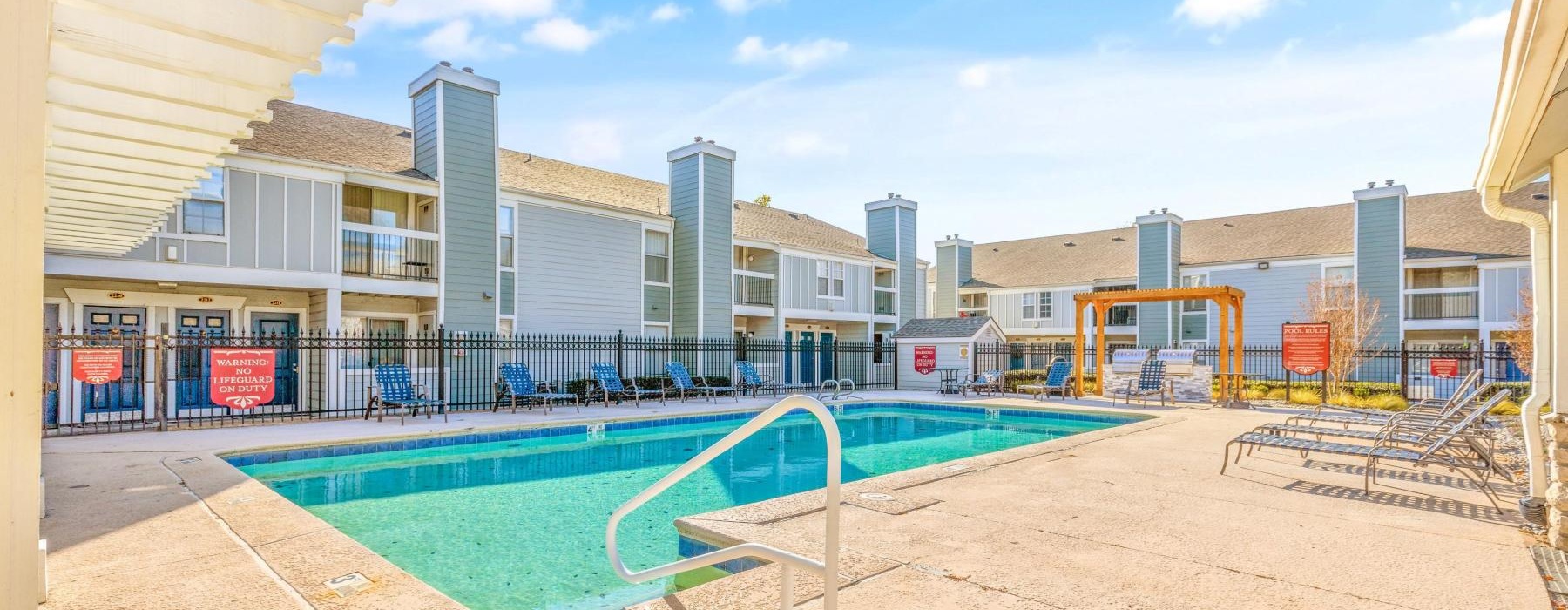 a swimming pool in a courtyard